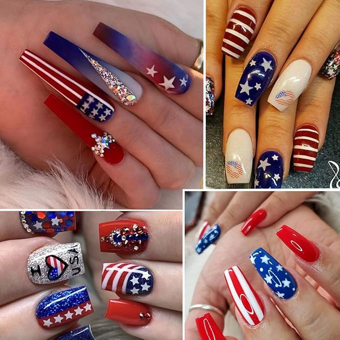 12 Grid July 4th Nail Art Glitter Sequins Independence Day Star Nail Decal Gold Glitter Flakes for Women-Velvo Beauty
