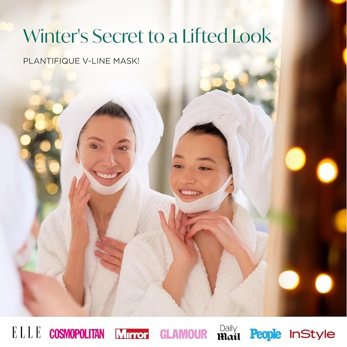 PLANTIFIQUE V-Line Collagen Mask for face 20 PCS | Chin Strap for Women & Men | V Line Lifting Mask with Collagen and Hyaluronic Acid V Shape Face Tape Chin | Skin Firming-Velvo Beauty