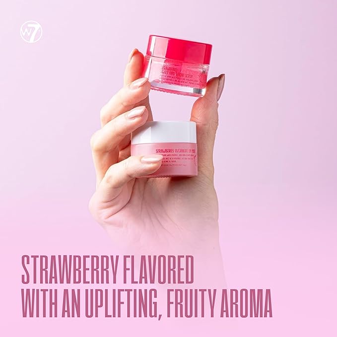 W7 Sweet Dreams Lip Scrub & Overnight Lip Mask Duo - 2Pcs Set - Strawberry Flavour - Exfoliate, Condition, Soothe & Hydrate-Velvo Beauty