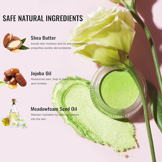 Oulac Lime Green Eyeshadow-Green Glitter Eyeshadow Highly Pigmented Waterproof & Long Lasting for Women with Moisturizing Formula. Multi-use for Highlighter. 6g (15)-Velvo Beauty