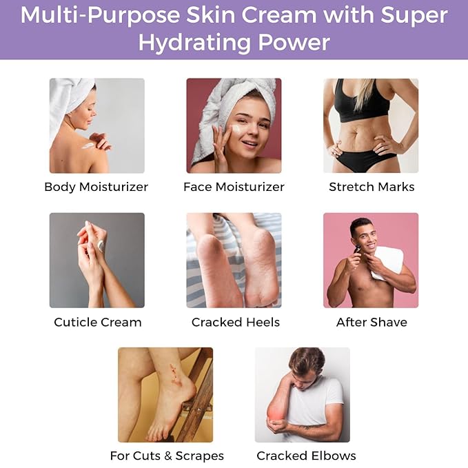RaGaNaturals Natural Face and Body Butter Cream for Dry Skin - Calming, Nourishing & Hydrating Lavender Body Cream for Women, Men & Kids - Softens Skin and Delivers Healthy-Looking Glow - Vegan - 8 Oz-Velvo Beauty