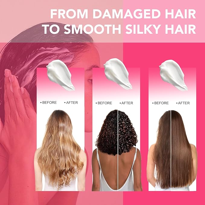 Keratin & Collagen Repair Hair Mask for Damaged Hair | Deep Conditioner Revives Dry, Frizzy, Bleached & Color-Treated Hair | With Argan Oil & Biotin | Treatment for Split Ends | 500ml-Velvo Beauty