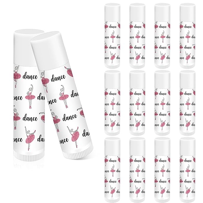 12 Pack Dance Theme Ballet Lip Balms Bulk Moisturizing Lip Balms Back To School Gift Ballet Gifts Lip Balm Christmas Thanksgiving Day Dance Party Thanks Gift for Dancer Girl Woman-Velvo Beauty