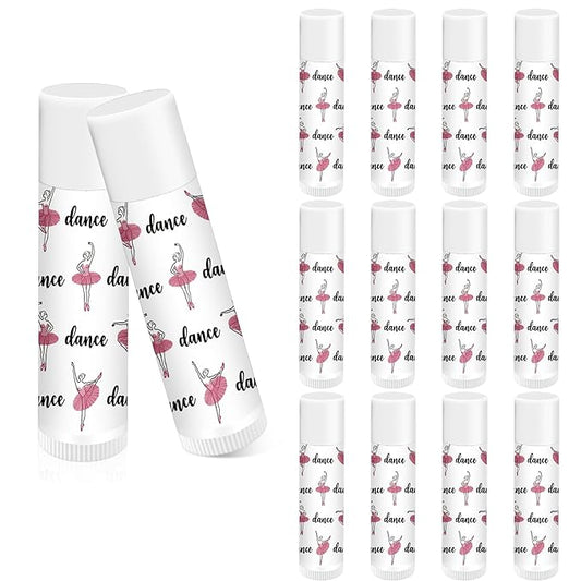 12 Pack Dance Theme Ballet Lip Balms Bulk Moisturizing Lip Balms Back To School Gift Ballet Gifts Lip Balm Christmas Thanksgiving Day Dance Party Thanks Gift for Dancer Girl Woman-Velvo Beauty
