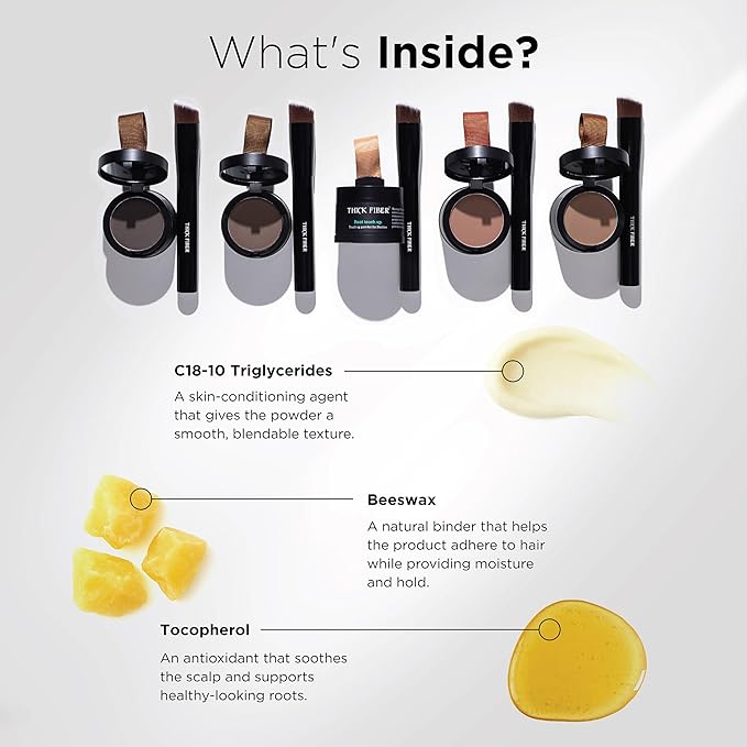 THICK FIBER Root Touch Up and Hairline Concealer for Thinning Hair Women - Water & Sweat Resistant Hair Loss Powder Set, Includes Brush (Red Brown)-Velvo Beauty