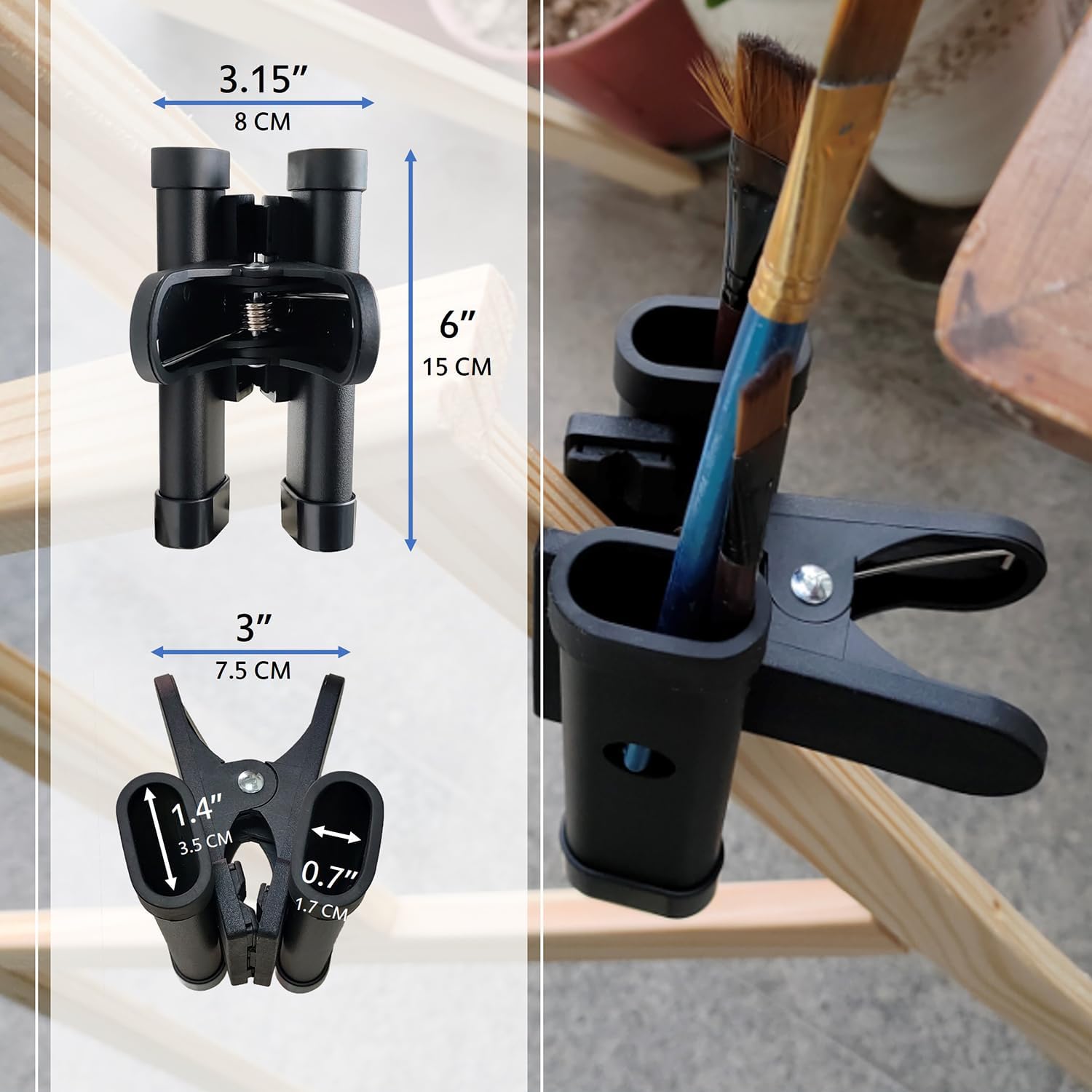 QMARK Easel Brush Clip, Easel Paintbrush Holder with a Rotatable Paper Copy Clip, Drum Stick Holder , Adjustable File Holder-Velvo Beauty