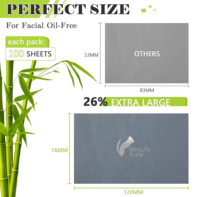 Natural Premium Oil Blotting Paper for Oily Skin with Bamboo Charcoal,26% Larger Oil Blotting Sheets for Face,Makeup Friendly Oil Absorbing Sheets 600 Sheets-Velvo Beauty