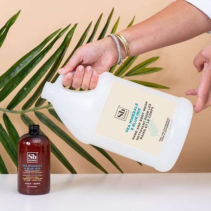 Soapbox Liquid Hand Soap & Body Wash, Sea Minerals & Blue Iris - Gentle, Moisturizing Hand & Body Cleanser, Vegan, Cruelty Free Hand Soap Refill for Bathroom, Kitchen, Professional Use - Gallon Size-Velvo Beauty
