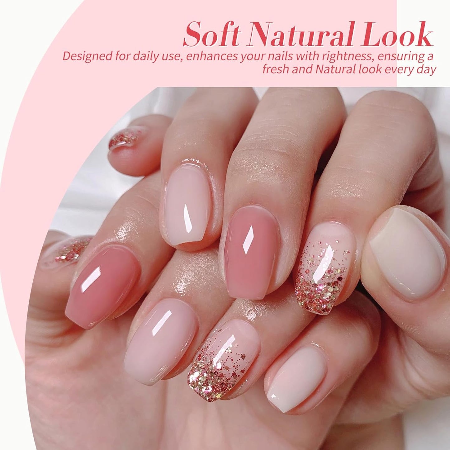 Born Pretty Milky White Jelly Nude Pink Gel Nail Polish Set,Nude Pink Sheer Translucent Gel Polish Milky Natural Gel Polish Set Nail Art Manicure DIY Kit Home Salon 6PCS 7ML-Velvo Beauty