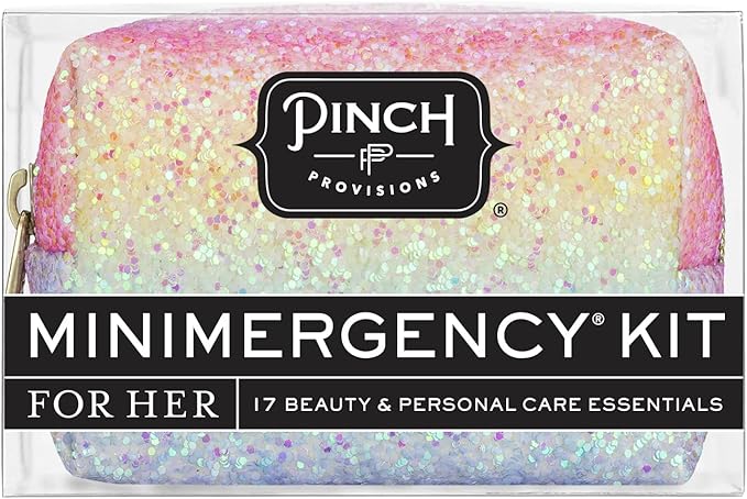 Pinch Provisions Rainbow Minimergency Kit, includes 17 Travel-Sized Cosmetic Essentials, Convenient for Purses, Emergency Beauty Accessories, Gifts for Holiday’s & Birthday’s-Velvo Beauty