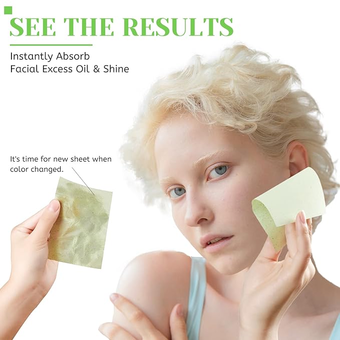 Oil Blotting Sheets for Face - Green Tea,26% Larger,6pk/600 Natural Blotting Paper for Oily Skin,Makeup Friendly Oil Absorbing Sheets,Easy To Grab One-Velvo Beauty