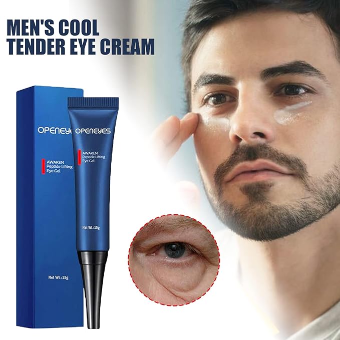 AKARY Awaken Peptide Depuffing Eye Gel, OPENEYES Lifts Firming Eye Tightener, Men's Moisturizing Eye Cream Hydrating Eye Gel Smooths Under Eyes for Dark Circles, Puffiness, Fine Lines, and Bags-Velvo Beauty