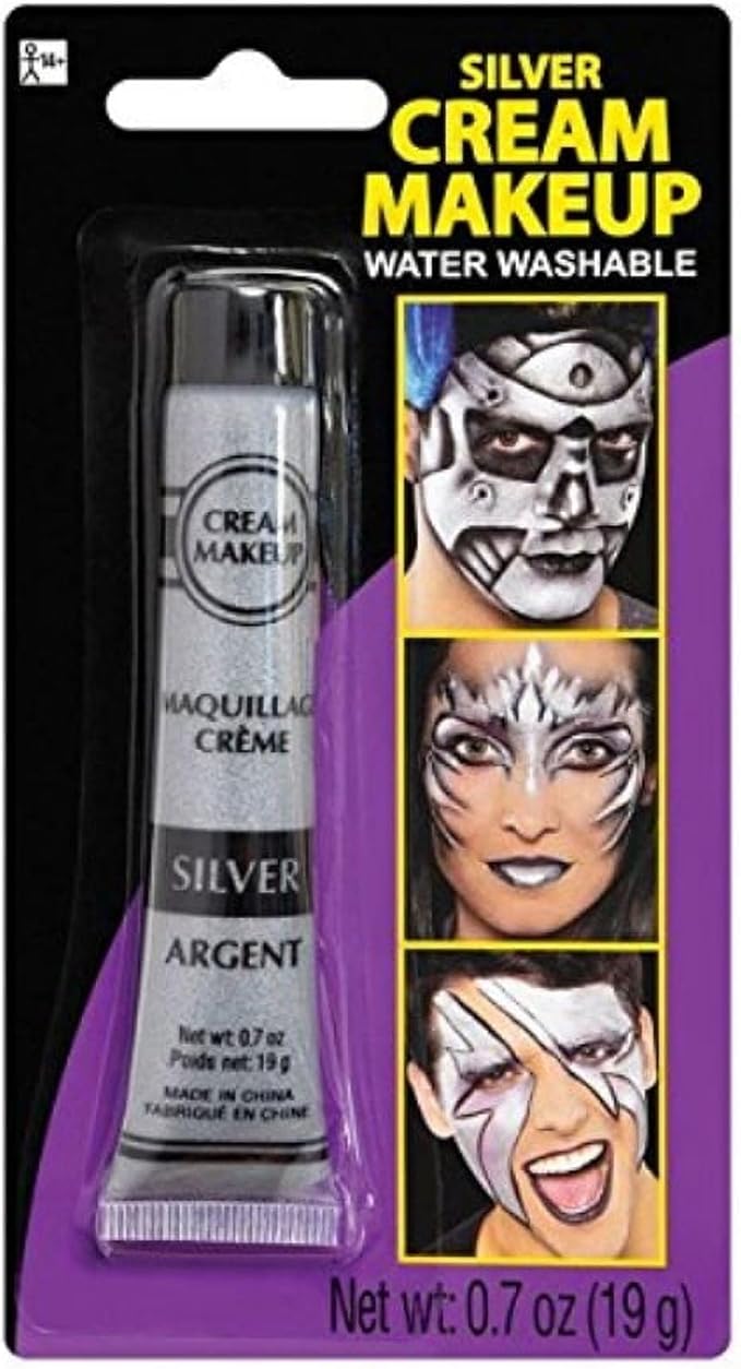 amscan Silver Metallic Cream Make Up - 0.7 Oz, 1 Pc-Velvo Beauty
