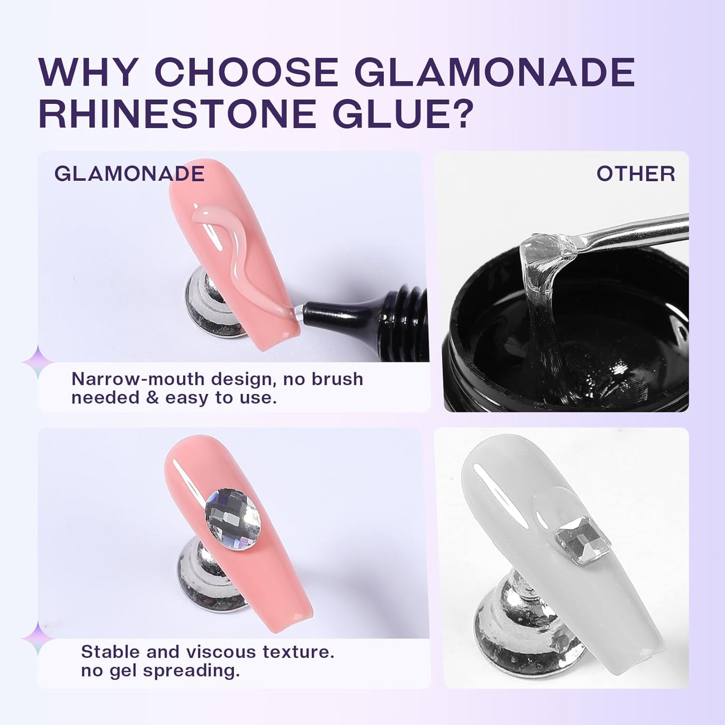 Nail Rhinestone Solid Glue: 30g Super Strong Gel for Nail Gems Charms No Wipe Clear Gel for 3D Nail Art DIY Nail Designs Nail Tech Must Supplies-Velvo Beauty