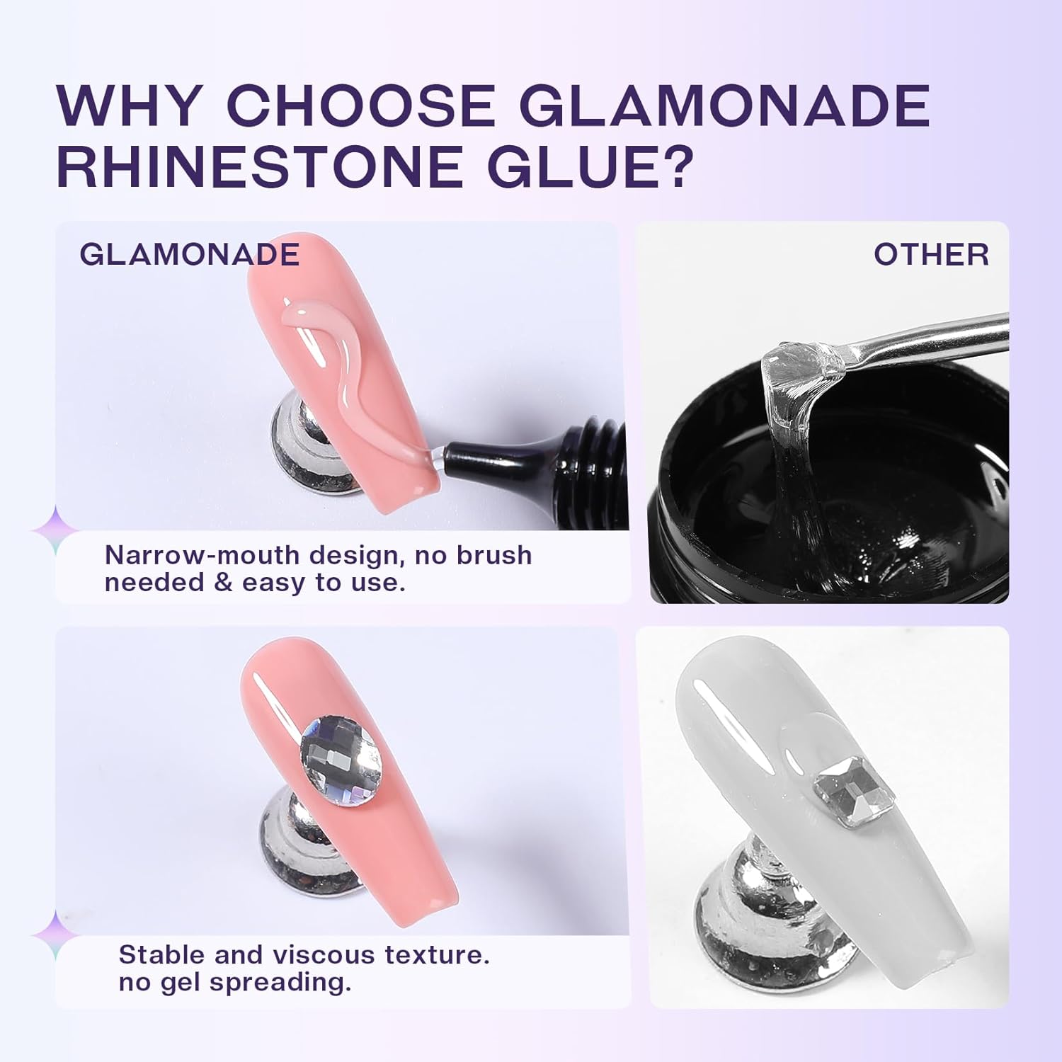 Nail Rhinestone Solid Glue: 30g Super Strong Gel for Nail Gems Charms No Wipe Clear Gel for 3D Nail Art DIY Nail Designs Nail Tech Must Supplies-Velvo Beauty