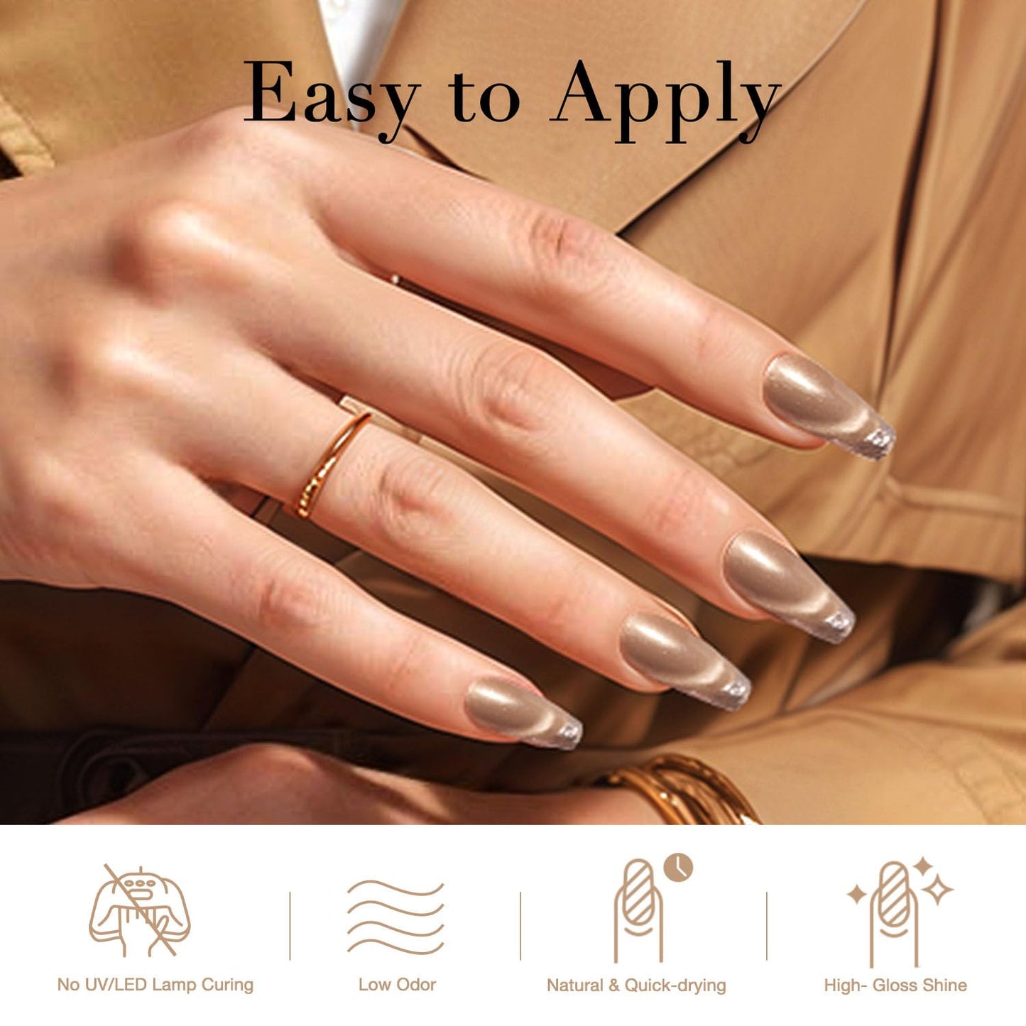 AZUREBEAUTY Cat Eye Nail Polish Quick Dry Nude Brown Magnetic Fingernail Polish no Gel Long-lasting Salon-Quality for Women Girl Gift 0.34 fl oz-Velvo Beauty