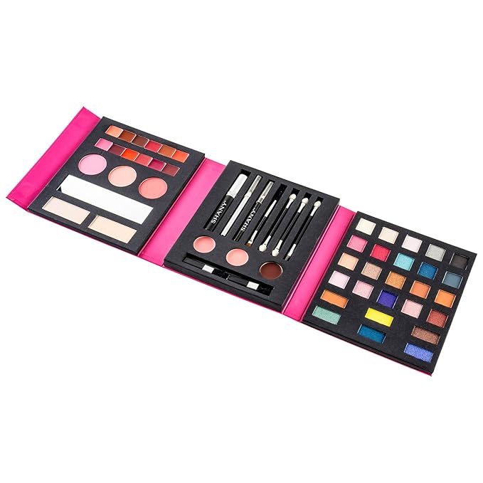 SHANY Beauty Book Makeup Kit All in one Travel Makeup Set - 35 Colors Eyeshadow, Eye brow, makeup blushes, powder palette,10 Lip Colors, Eyeliner pens & makeup Mirror - Holiday Makeup Gift Set-Velvo Beauty