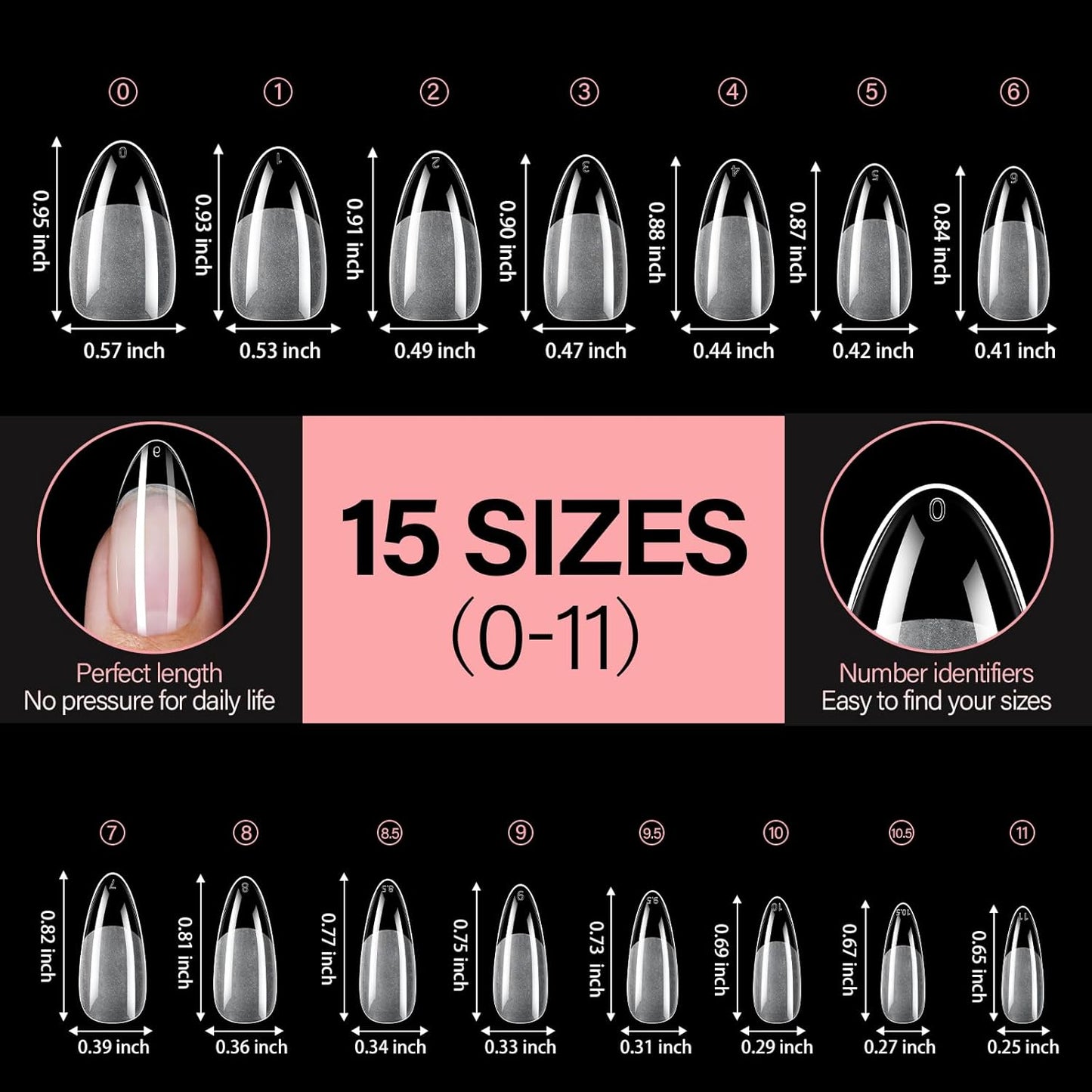 AILLSA Medium Almond Nail Tips - 450pcs Thickened False Nail Tips Half Matte Nails Tips, Fake Nails Nail Extension for Manicure-Velvo Beauty