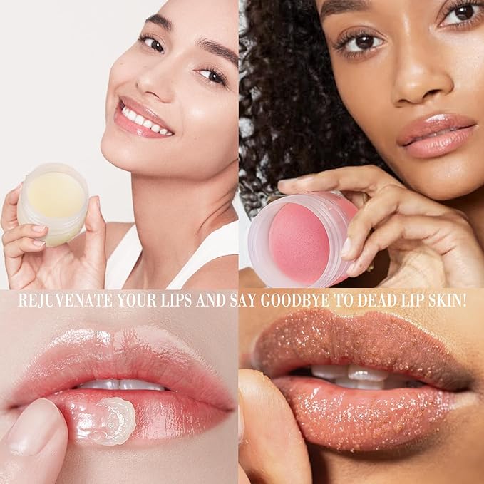 Lip Mask & Lip Scrubber Exfoliator Lip Sleeping Mask Overnight for Dark Lips to Lighten Moisturizer Lip Butter Balm for Dry Chapped Cracked Peel Lips Skin Care（Mint Flavor）-Velvo Beauty