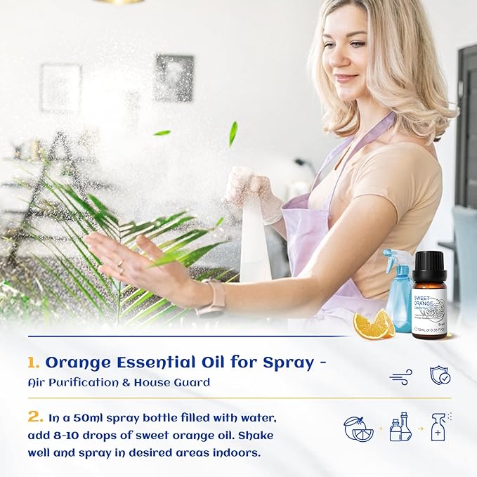 HIQILI Sweet Orange Essential Oil,100% Pure Natural for Diffuser, Aromatherapy-10ml-Velvo Beauty