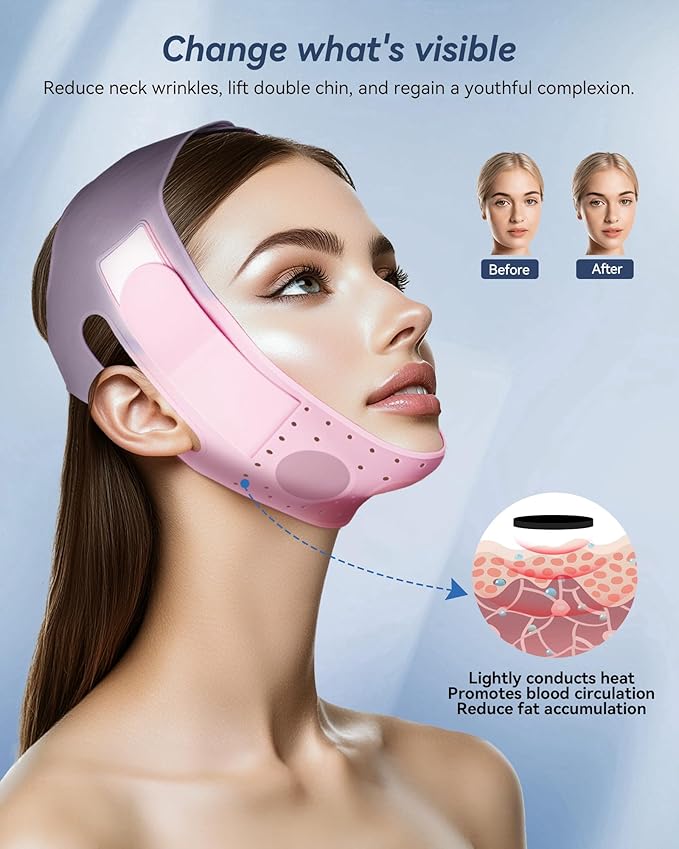 V-Line Sculpting Face Mask – Silicone Chin Strap for Jawline Tightening & Double Chin Reduction (23-27 Inches) (BLUSH)-Velvo Beauty