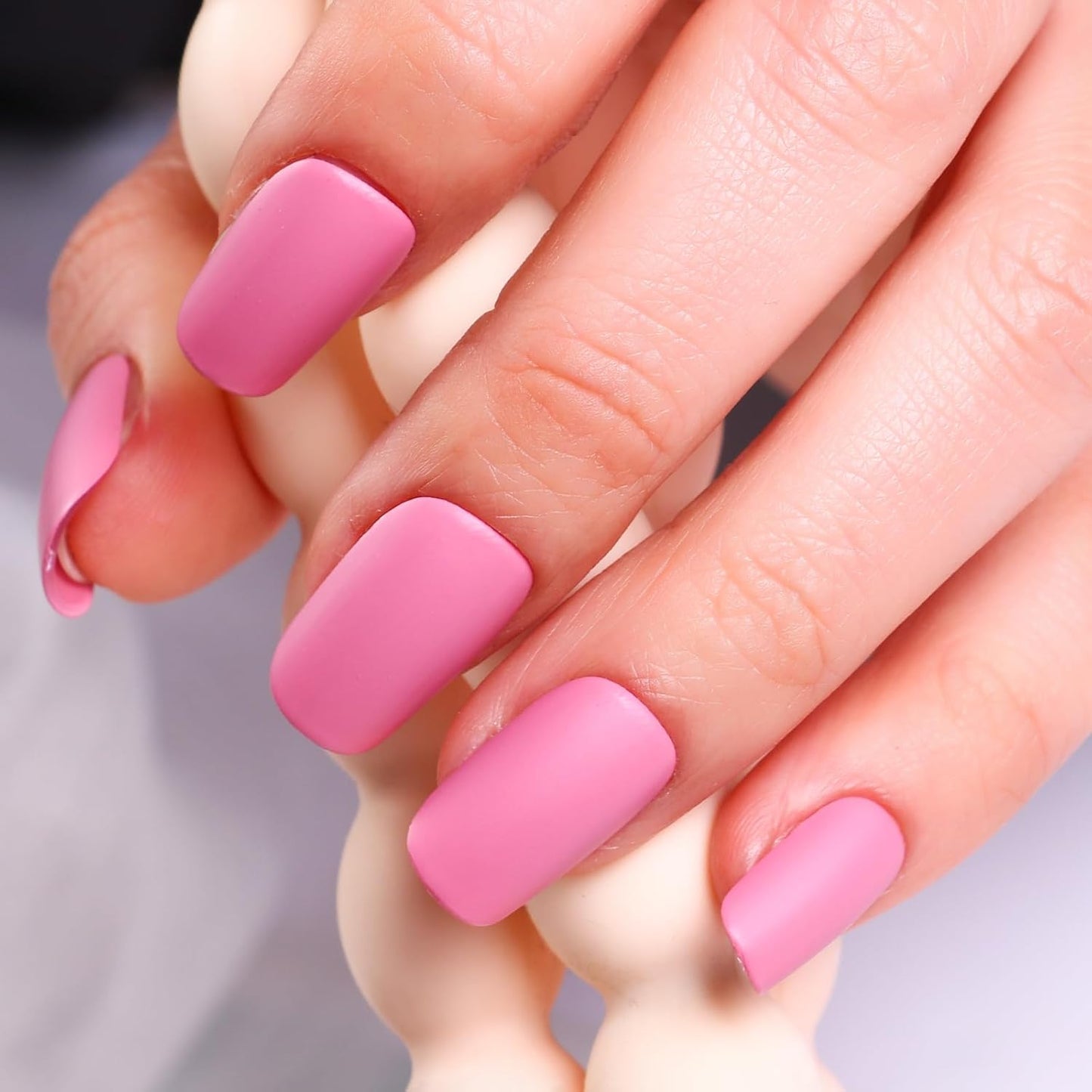 Matte Nail Polish Air Dry Nail Lacquer for Nail Art Varnish, Mist Effect Matte Finish Velvet Nail Polish, 0.35 fl oz (Deep Pink-22, 10 ML)-Velvo Beauty