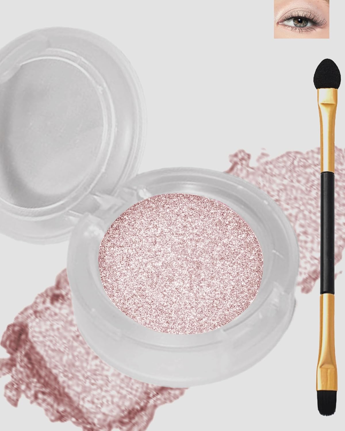 Single Glitter Eyeshadow, Shimmer Glitter Eye Shadow Champagne Light Glow Palette Makeup, High Pigment Waterproof Sparkly Pressed Eye Shadows Powder with Lightweight, Blendable for Daily Eye Look-432-Velvo Beauty