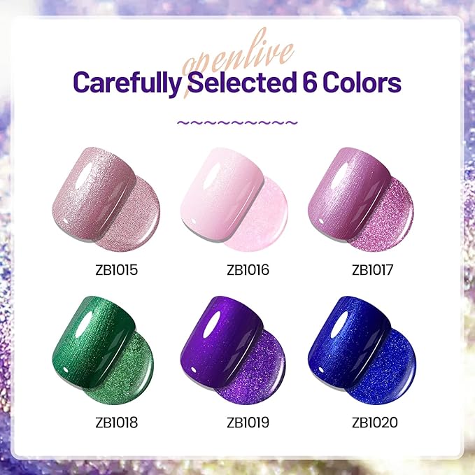 10ml 6 Colors Nail Polish Set Dark Green Pink Glitter Deep Blue Series Nail Polish Gifts for Women-Velvo Beauty