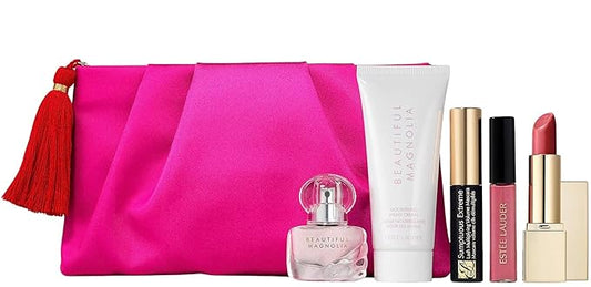 Estee Lauder 6 PC Beautiful Magnolia perfume body lotion lip gloss mascara Holiday 2022 Set-Velvo Beauty