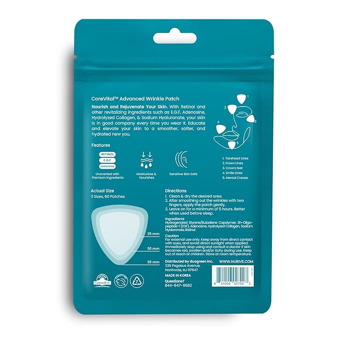 Advanced Wrinkle Patches 60ct Smile Line, Frown Line Wrinkle Patches for Facial Korean Skin Care Face Wrinkle Tape Invisible Overnight with Retinol & Collagen (Small (Face))-Velvo Beauty