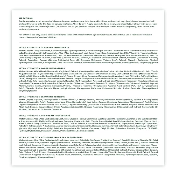 Tree of Life Hydrating Anti-Aging Moisturizing Complete Regimen, includes Face Cleanser (4 Fl Oz), Toner (4 Fl Oz), Serum (1 Fl Oz), Face and Body Cream (4 Oz) and Eye Cream (0.5 Fl Oz)-Velvo Beauty