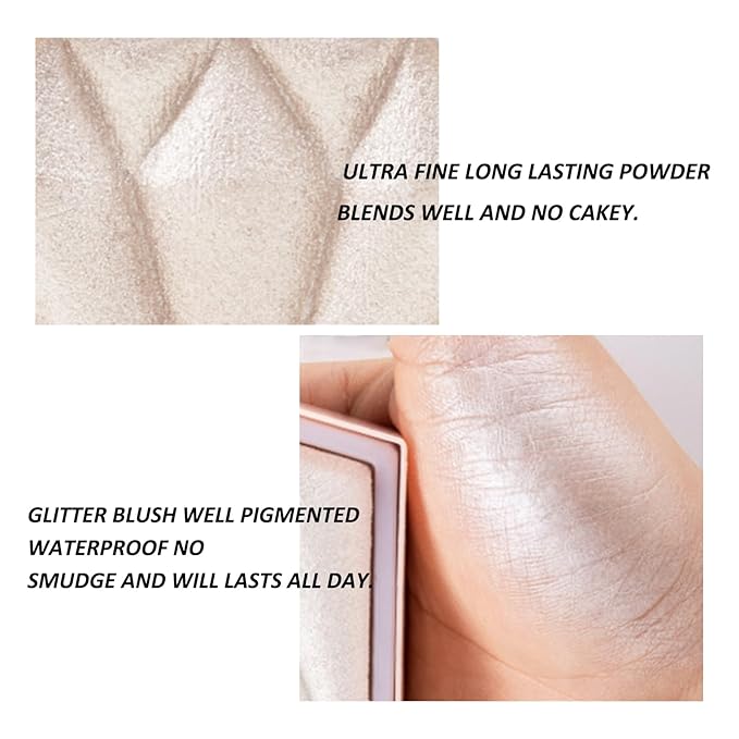 Boobeen Highlighter Makeup Palette, Baked Highlighter Bronzer Powder Palette, Shimmer Illuminator Contour Highlighter Powder for Face, Pearl Shine Shades Waterproof Long Lasting-Velvo Beauty