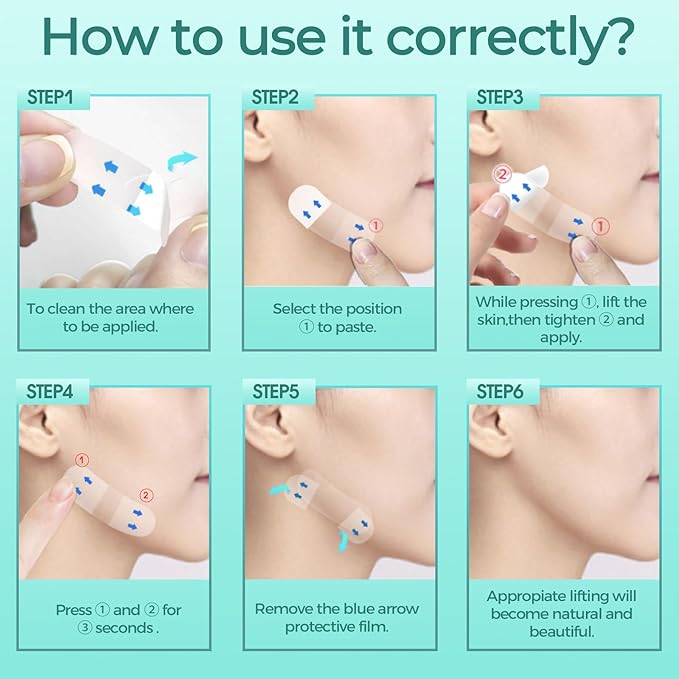 Face Lift Tape Invisible, 100 PCS Face Neck Tape Lifting Invisible Under Makeup, Instant Neck Tape for Loose Sagging Skin, V-Shaped Facelift Strips for Double Chin, Brows, Eyes, Jowls, Wrinkles-Velvo Beauty