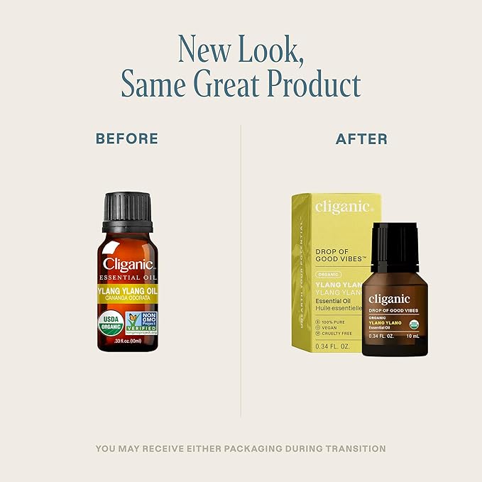 Cliganic Organic Ylang Ylang Essential Oil, 100% Pure Natural for Aromatherapy | Non-GMO Verified (Packaging May Vary)-Velvo Beauty