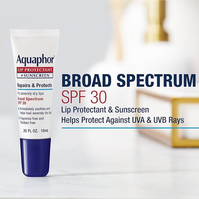Aquaphor Lip Repair Lip Balm with Sunscreen, Lip Protectant, Lip Balm SPF 30, 0.35 Oz Tube-Velvo Beauty