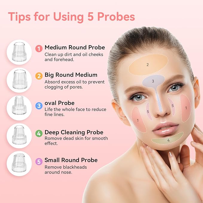 Blackhead Remover Pore Vacuum Upgraded Facial Pore Cleaner Electric Comedone Whitehead Extractor Tool-5 Suction Power,5 Probes,USB Rechargeable Blackhead Vacuum Kit for Women & Men-Velvo Beauty