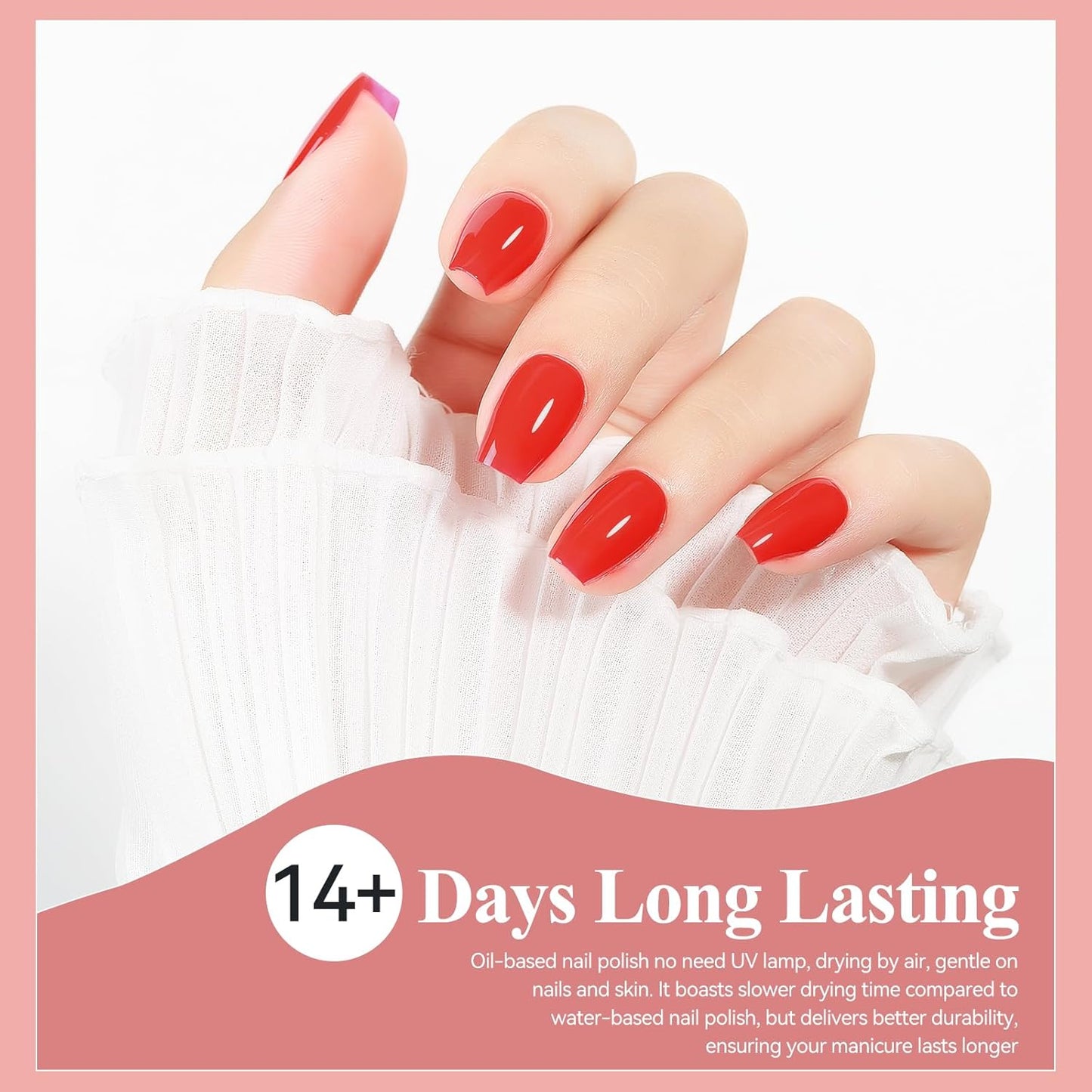 Nail Polish, Air Quick Dry, Bright Red Color Nail Lacquer Non-Gel Fast Drying Nail Art Polish, Nail Pigment Oil-based Jelly Fingernail Concealer Polish, 1PC 12ML Long Last-Velvo Beauty