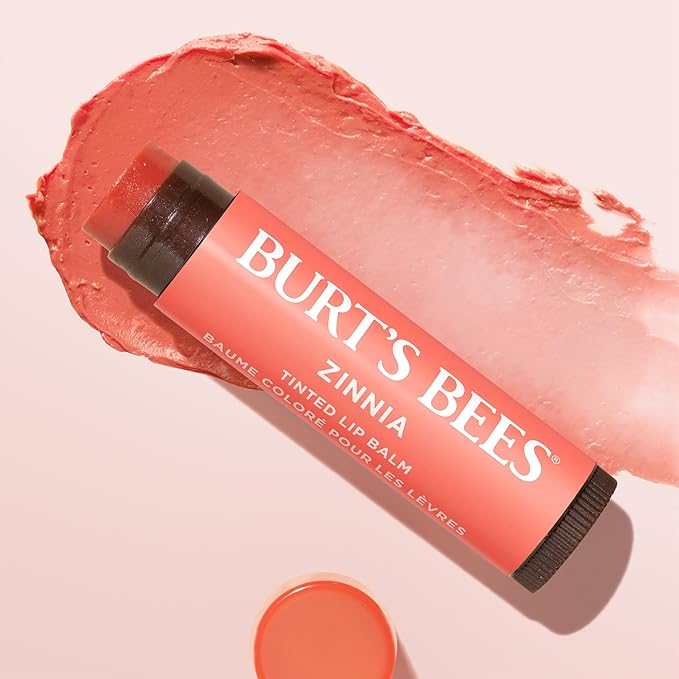 Burt's Bees Lip Tint Balm with Long Lasting 2 in 1 Duo Tinted Balm Formula, Color Infused with Deeply Hydrating Shea Butter for a Natural Looking Buildable Finish, Raspberry Zinnia (2-Pack)-Velvo Beauty