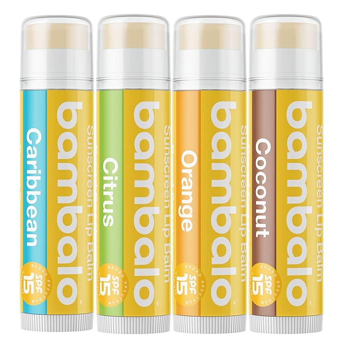4-Pack Tropical Variety SPF 15 Lip Balm - Organic Ingredients, Broad Spectrum UVA/UVB Protection - Hydrating & Moisturizing, USA Made-Velvo Beauty