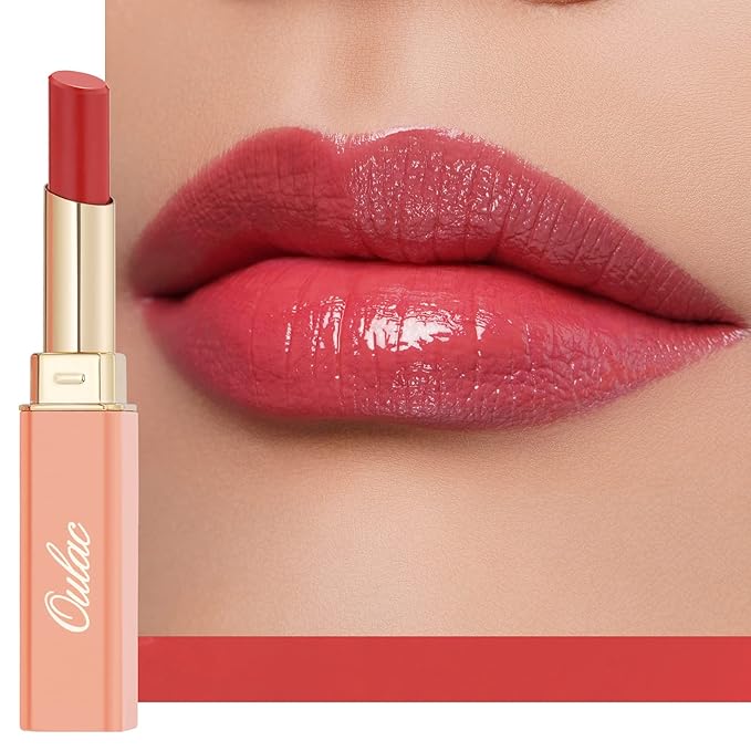 Oulac Apple Red Lipstick - Moisturizing Lip Stick Glossy Solid Shine Lip Gloss, Sheer Shine Juicy Finish, Lightweight and Hydrating Formula for Dry Lip Care, Vegan 2.2g/0.07oz (01)-Velvo Beauty