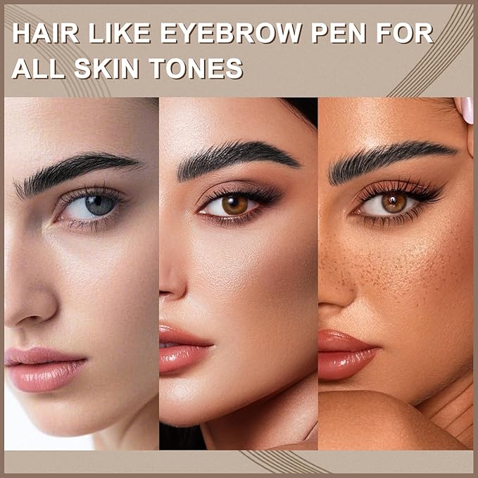 Boobeen 2pcs Waterproof Eyebrow Pen，Dual-Ended Eyeliner Microblading Eyebrow Pencil for Women，Long Lasting Hair-Like Brow Pen with Brow Brush，Dark Brown-Velvo Beauty