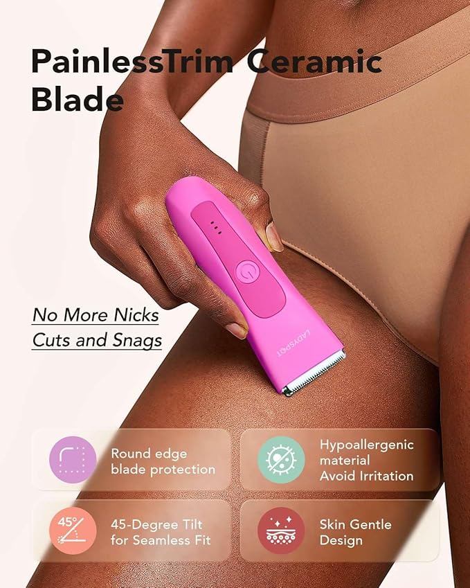 LADYSPOT™ Hair Shaver for Women, Shaving Sets with 3 Gurad and Replaceable Ceramic Blade Heads, No Nick, No Cut, No Razor Burn, Waterproof Wet/Dry, 90 Minutes Shaving (Women-Rosered-Version)-Velvo Beauty