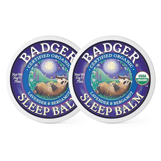 Badger - Sleep Balm, Lavender & Bergamot, Natural Sleep Balm, Scented Relaxing Balm for Children and Adults, Calming Night Balm, Organic Sleep Balm, 0.75 oz (2 Pack)-Velvo Beauty