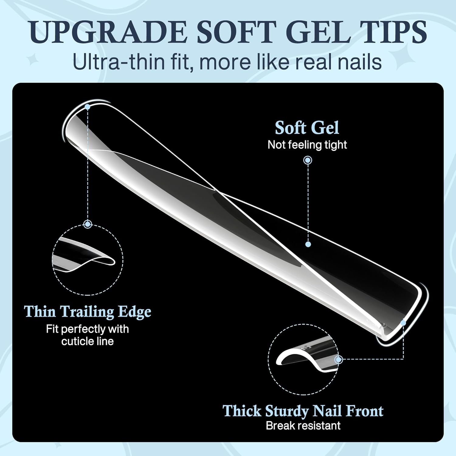 XXL Nail Tips Square 504 Pcs 12 Sizes - No C Curve Flat Square Nail Tips Clear 2XL Full Cover Tapered Gel Acrylic Fake Nails Gelly Tips for Nail Extension Nail Art-Velvo Beauty