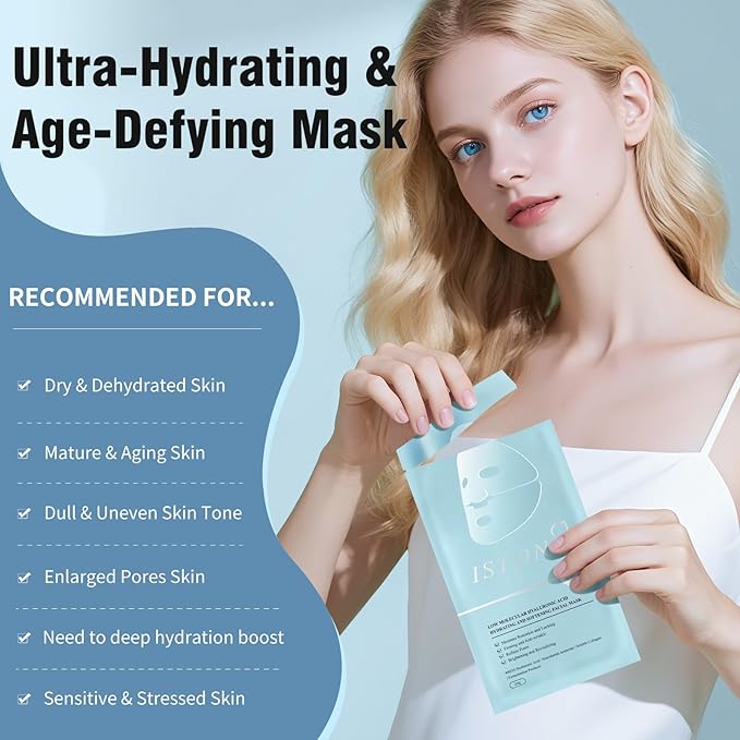 ISTON Overnight Collagen Face Mask - Intense Hydration & Anti-Aging - With 5 Hyaluronic Acids, Peptides & Plant Extracts - Reduce Fine Lines, Plump Skin, Minimize Pores -4Pack-Velvo Beauty