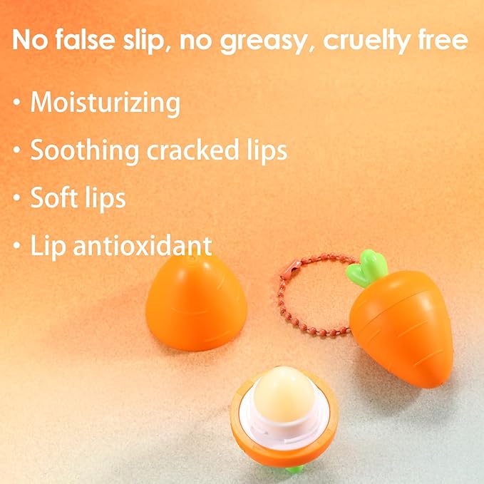 KISSIO Lip Balm,Carrot Lip Balm,Lip Care with B5 Panthenol,Macadamia Seed Oil and Olive Oil,Moisturize and Soothe Dry Chapped Lips,Make Lips Soft,Cruelty Free,0.12 oz(03#Carrot)-Velvo Beauty