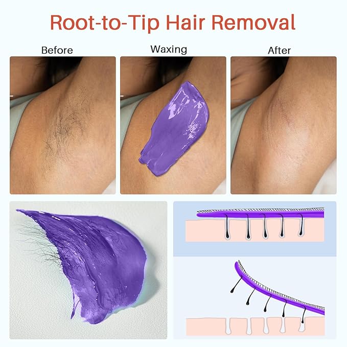 BLITZWAX Brazilian and Bikini Waxing Kit for Women, Hard Wax Warmer for Face, Legs and Body, At Home Hair Removal Kit, Beginner Friendly, Effective on Coarse Hair, Pool Swirl Design-Velvo Beauty