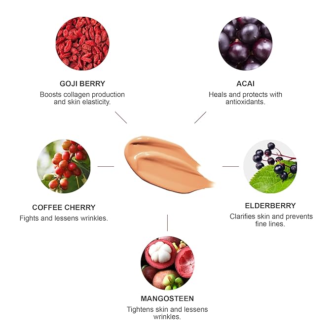 100% PURE Healthy Foundation Full Face Coverage Makeup, Liquid Matte Finish with Anti-Aging Benefits - Vegan Gorgeous Fruit Pigmented Peach Bisque Color (Medium with Olive Undertone) - 1 Fl Oz-Velvo Beauty