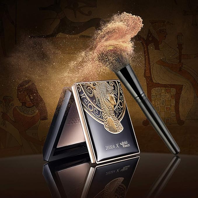 ZEESEA Pressed Powder The British Museum Egypt Series Long Lasting Oil Control Facial Finishing Brighten Setting Powder Multi-use Foundation (#00 Light Beige)-Velvo Beauty