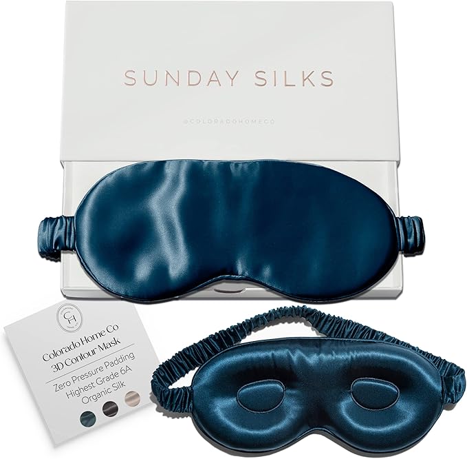 SUNDAYSILKS™ 3D Contoured Silk Sleep Mask | Padded Silk Eye Mask with Eye Cups for Lash Extensions | Blackout, Organic for Women & Men, Perfect for Travel, Slip-Free Deep Sleeping, Antifaz para Dormir-Velvo Beauty